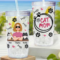 Cat Mom - Funny Version - Personalized Acrylic Tumbler With Straw