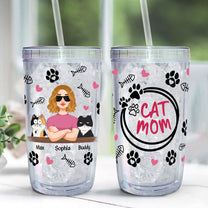 Cat Mom - Funny Version - Personalized Acrylic Tumbler With Straw