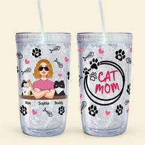 Cat Mom - Funny Version - Personalized Acrylic Tumbler With Straw