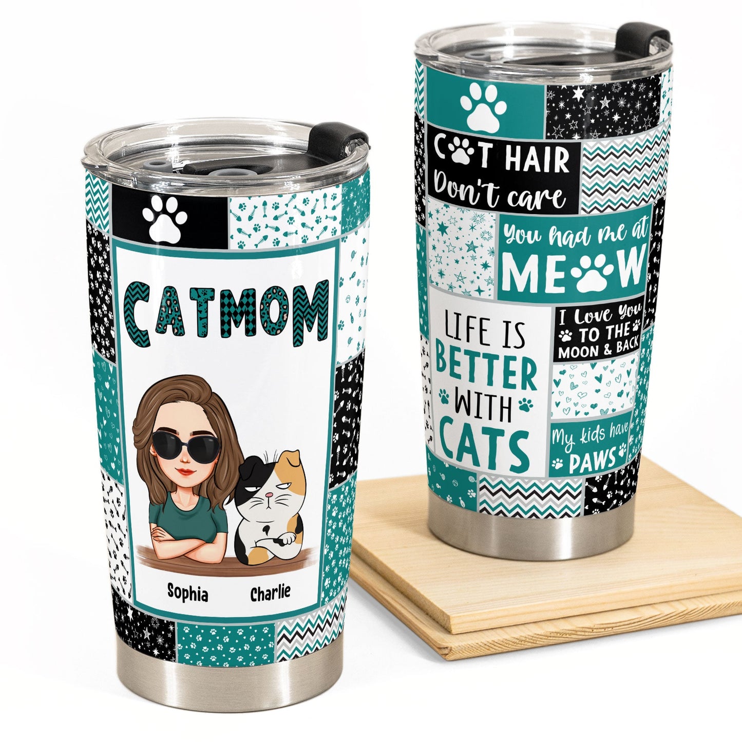 Cat Mom Funny Version - Personalized Tumbler Cup