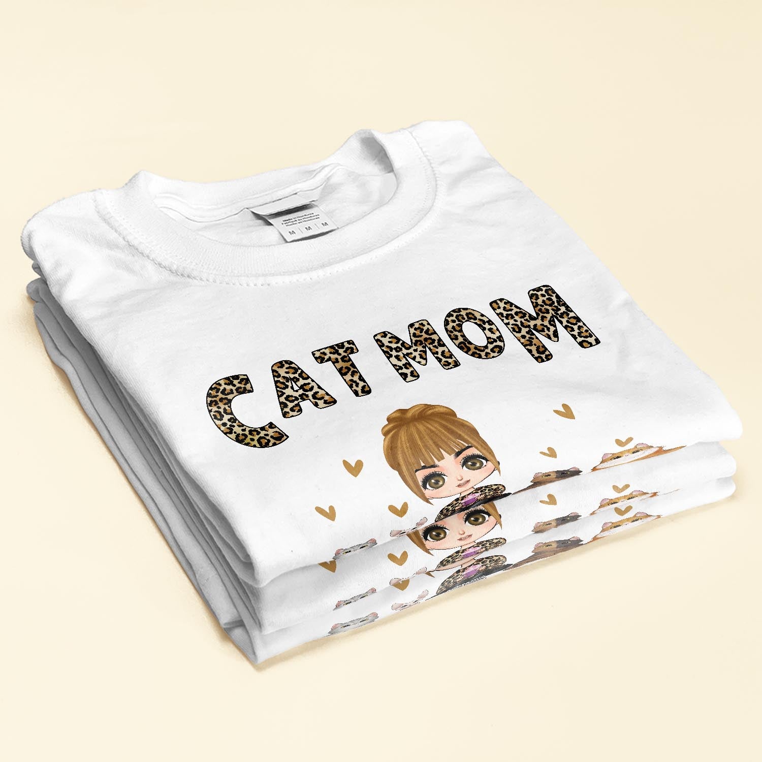 Cat Mom Leopard Design - Personalized Shirt - Birthday Gift For Cat Mom, Cat Lovers
