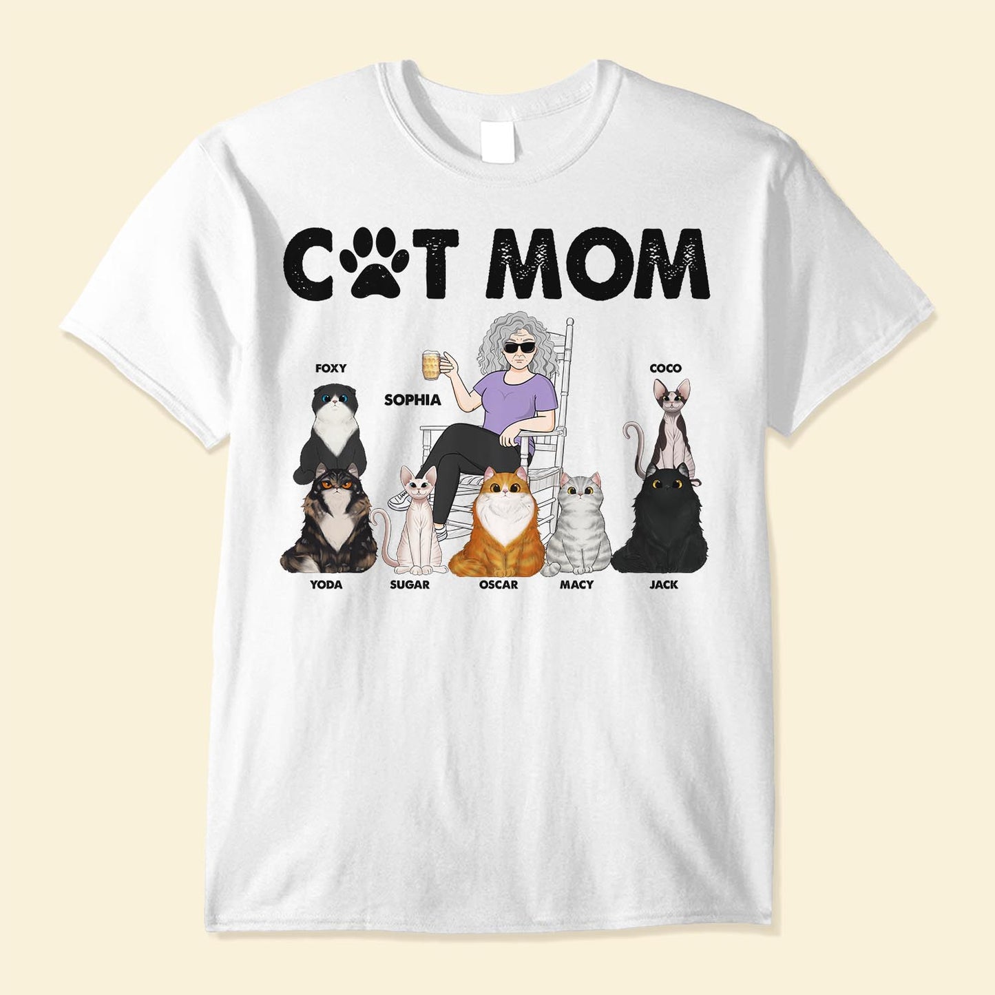 Cat Mom - Personalized Shirt - Birthday, Funny, Mother's Day Gift For Her, Woman, Girl, Cat Mom, Cat Mama, Fur Mama