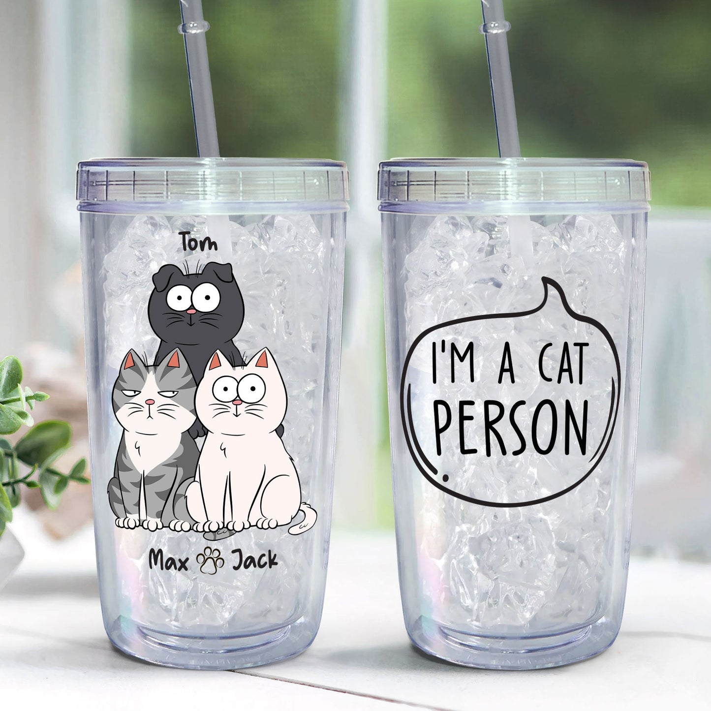 Cat Person - Personalized Acrylic Tumbler With Straw