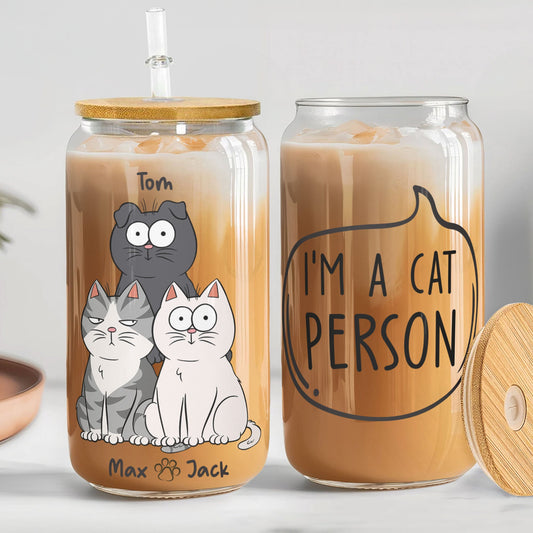 Cat Person - Personalized Clear Glass Cup