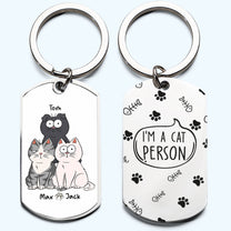 Cat Person - Personalized Engraved Stainless Steel Keychain