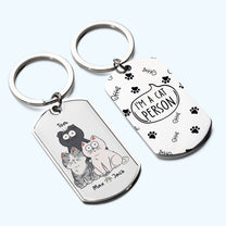 Cat Person - Personalized Engraved Stainless Steel Keychain