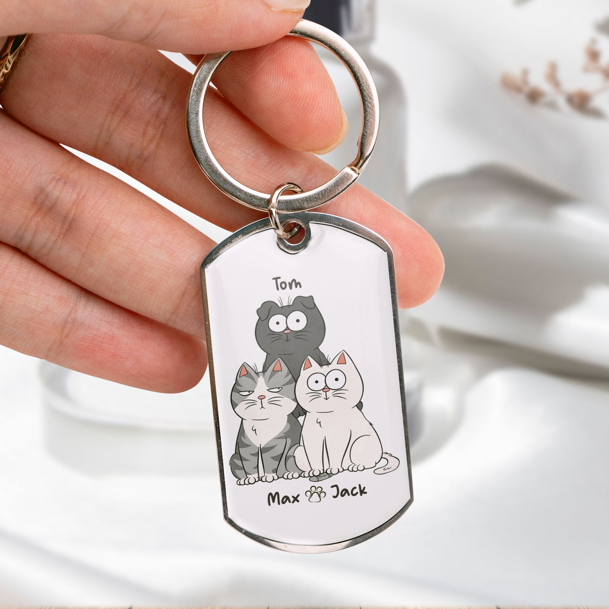 Cat Person - Personalized Engraved Stainless Steel Keychain