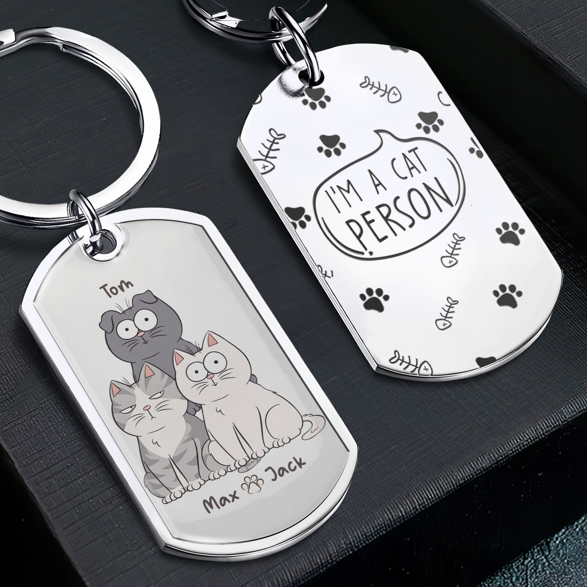 Cat Person - Personalized Engraved Stainless Steel Keychain