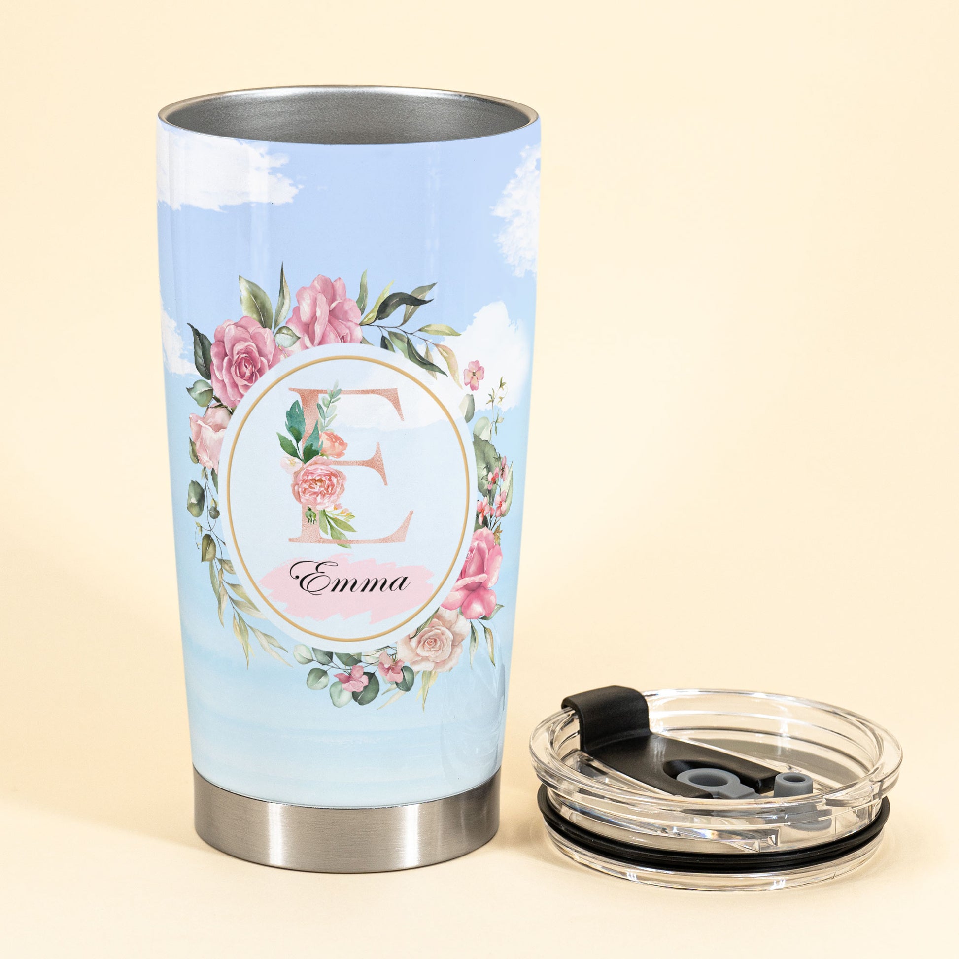 Catch Flights Not Feelings - Personalized Monogram Tumbler Cup - Birthday Gift For Girls, Traveling Lovers