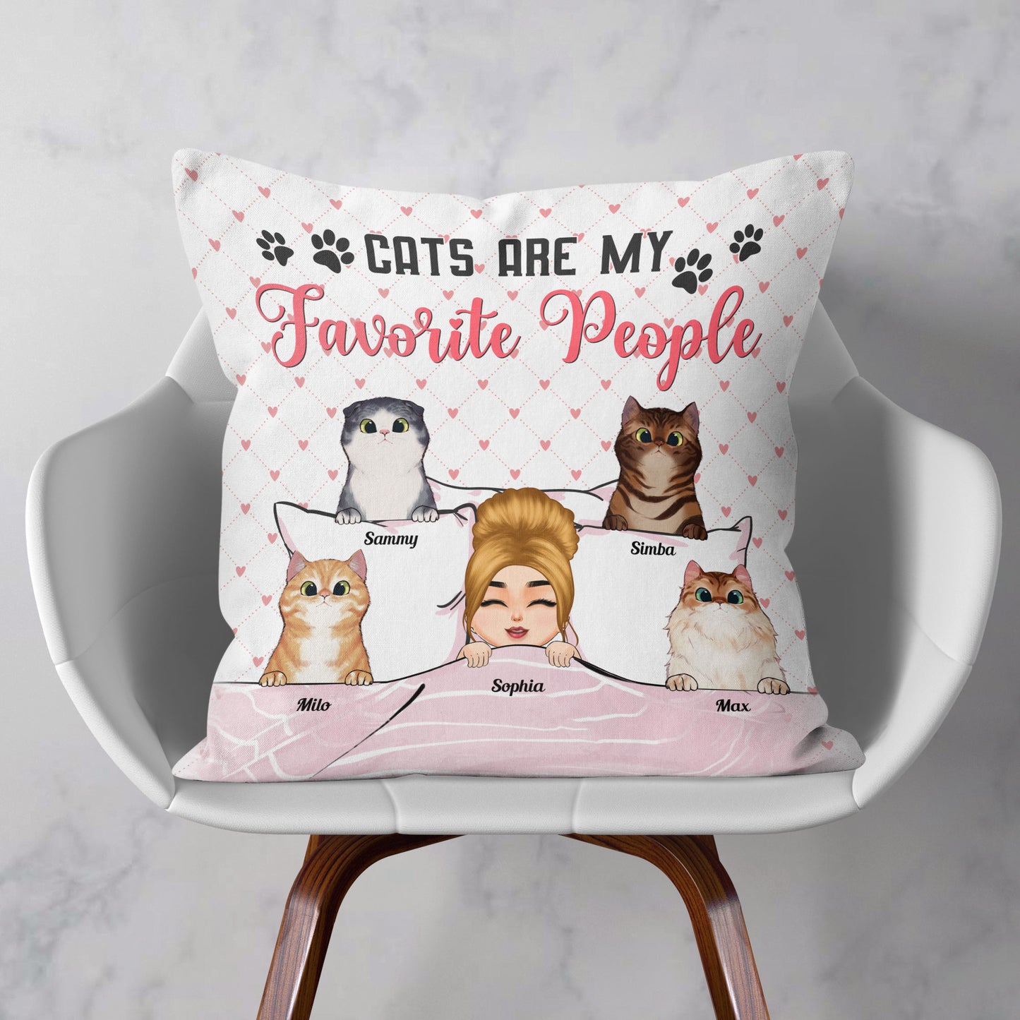 Cats Are My Favorite People - Personalized Pillow (Insert Included) - Birthday, Loving Gift For Cat Mom, Cat Lover