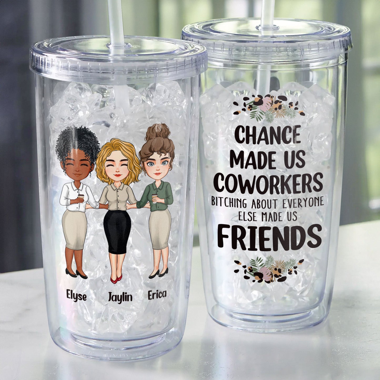 Chance Made Us Coworkers - Personalized Acrylic Tumbler With Straw