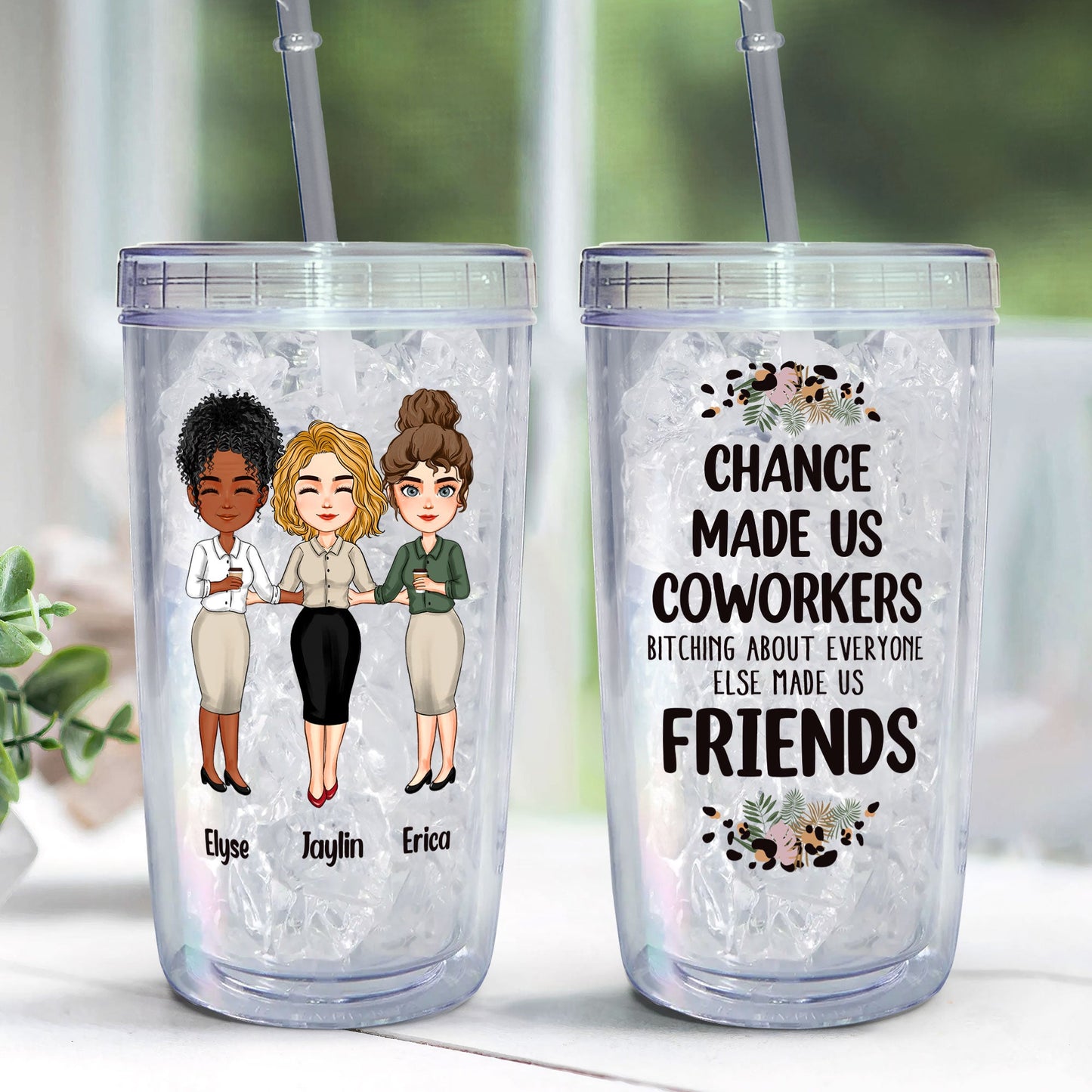 Chance Made Us Coworkers - Personalized Acrylic Tumbler With Straw