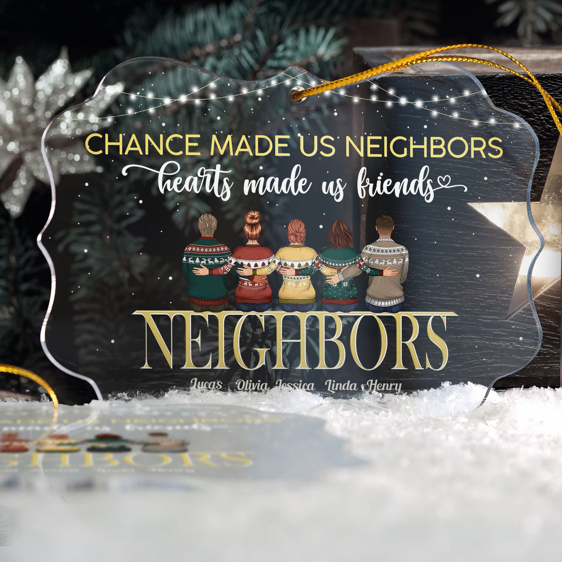 Chance Made Us Neighbors Heart Made Us Friends Xmas Ornament, Personalized  Names Christmas Neighbors Home Ornaments, Custom Neighbor Friendship