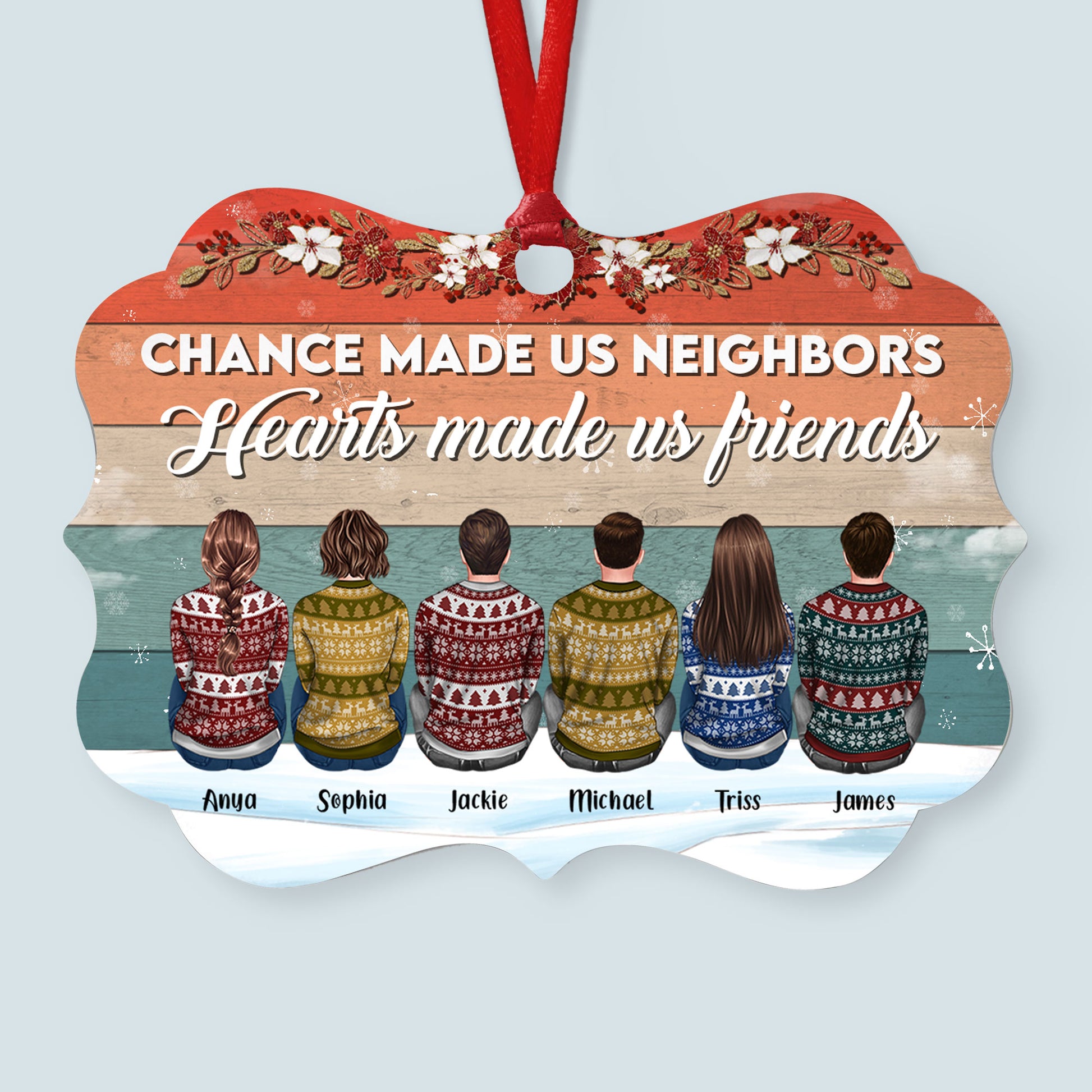 Chance Made Us Neighbors Circle Ceramic Ornament Christmas Gift