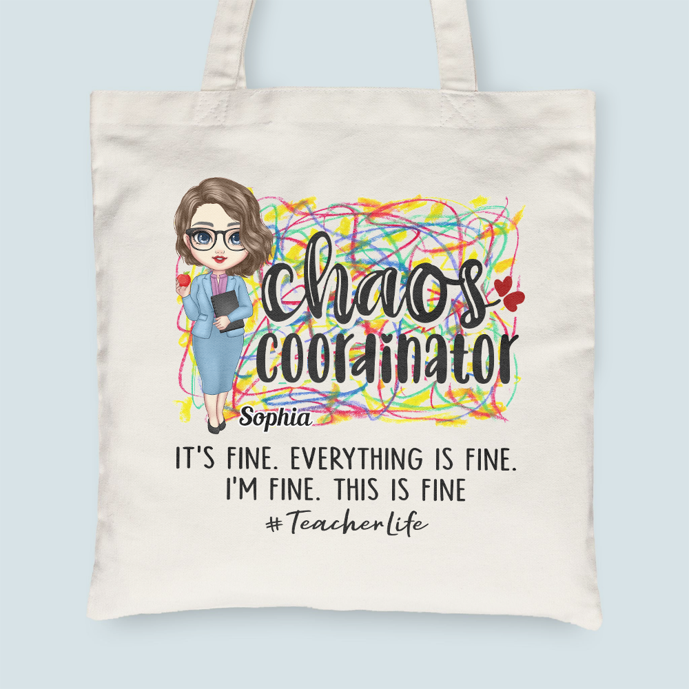 Chaos Coordinator - Personalized Tote Bag - Birthday, Funny Gift For Teachers, Friends, Coworker, Educators