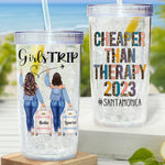 Cheaper Than Therapy - Personalized Acrylic Tumbler With Straw