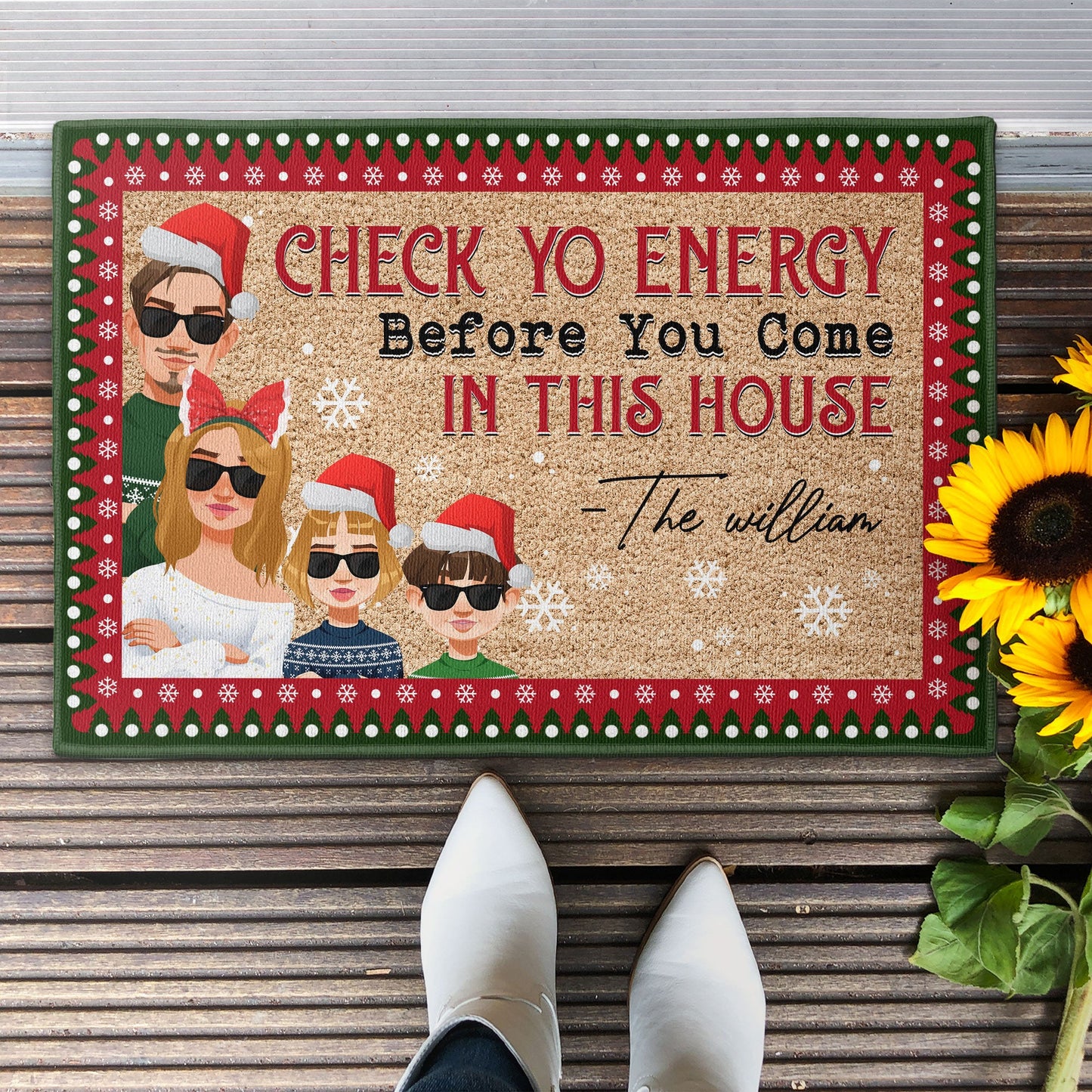 Check Yo Energy Before You Come In This House - Personalized Doormat - Christmas