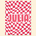 Checker Pattern In Vintage Rustic Style Blanket With Name - Personalized Kid Blanket