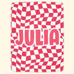Checker Pattern In Vintage Rustic Style Blanket With Name - Personalized Kid Blanket