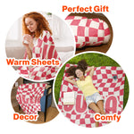 Checker Pattern In Vintage Rustic Style Blanket With Name - Personalized Kid Blanket