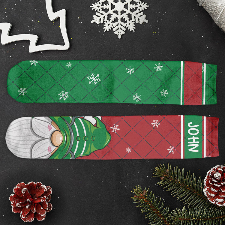 Cheery & Bright Gnome Couple - Personalized Crew Socks