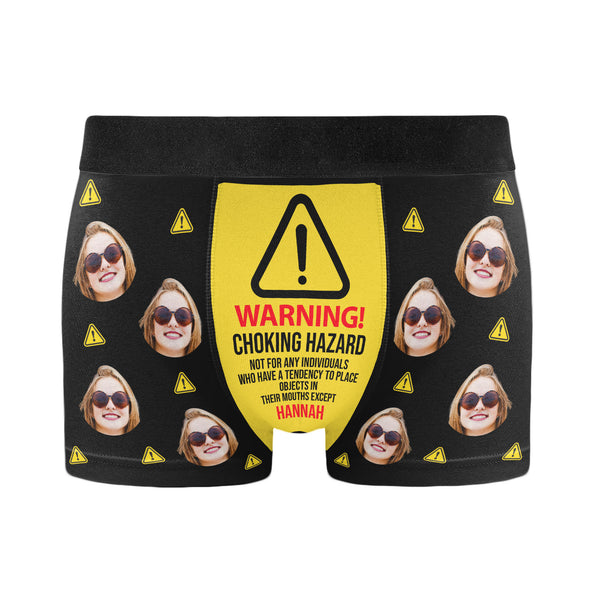 Caution Naughty Fun Anniversary Valentines - Personalized Photo Couple  Matching Underwear