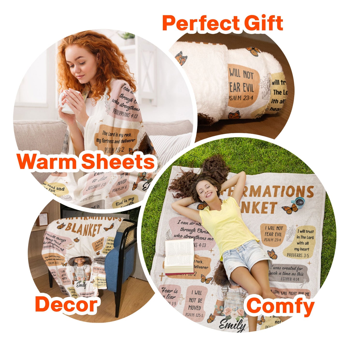 Christian Bible Verse Affirmations For Girls, Boys - Personalized Photo Blanket