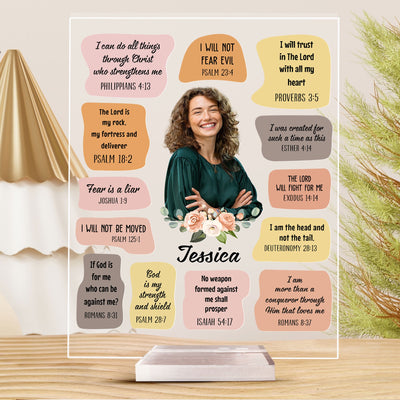 Christian Bible Verse Affirmations - Personalized Acrylic Photo Plaque - Gift For Daughter