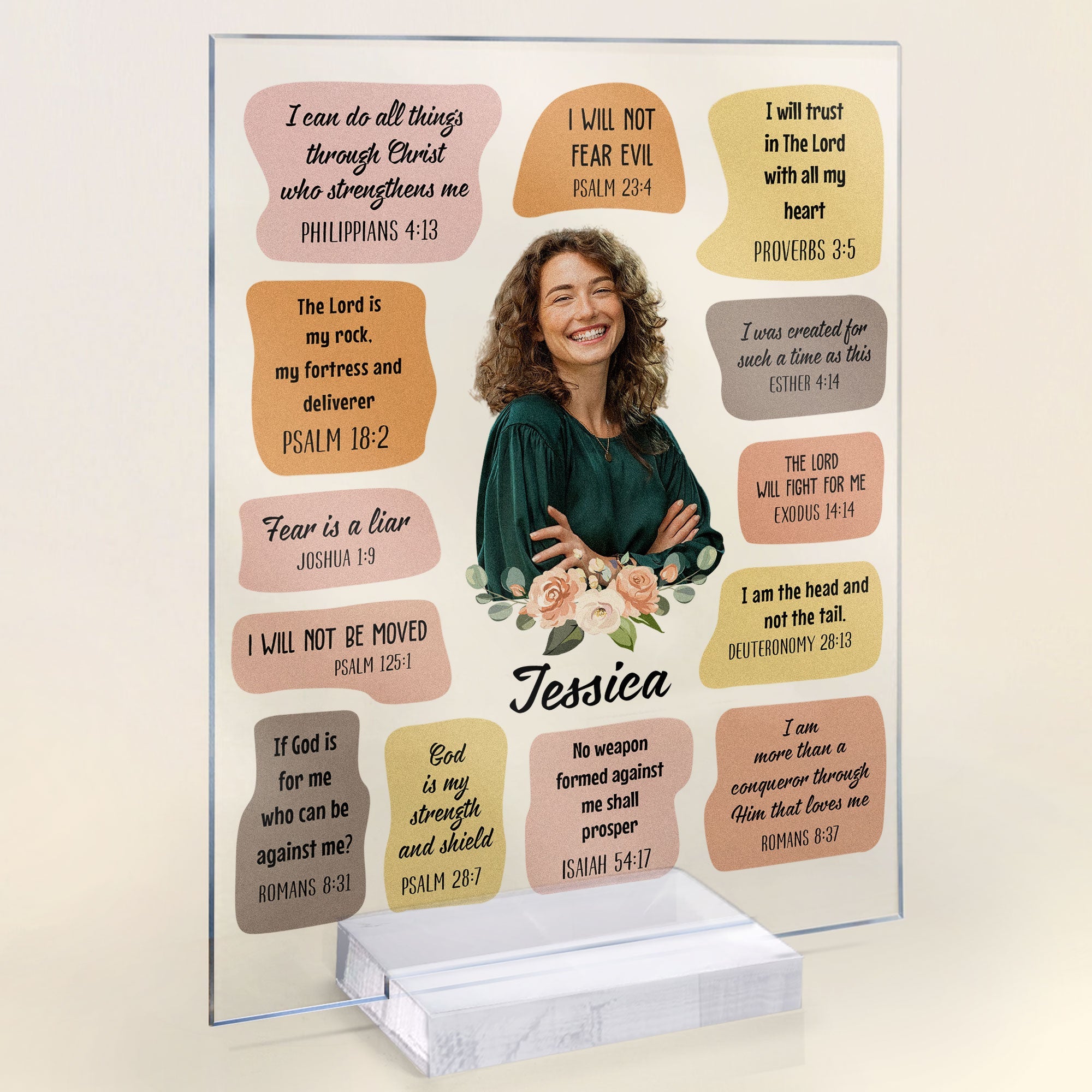 Christian Bible Verse Affirmations - Personalized Acrylic Photo Plaque - Gift For Daughter