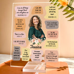 Christian Bible Verse Affirmations - Personalized Acrylic Photo Plaque - Gift For Daughter