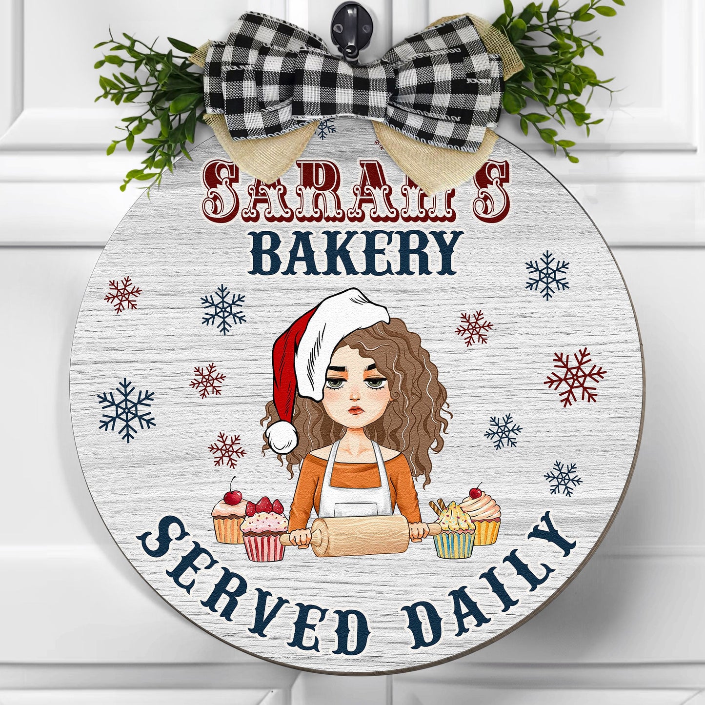 Christmas Bakery Served Daily - Personalized Wood Wreath