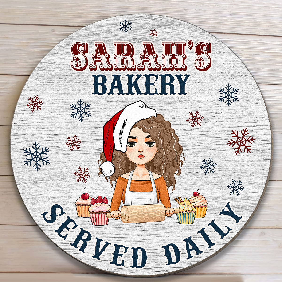 Christmas Bakery Served Daily - Personalized Wood Wreath