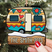 Christmas Campers Camping Lovers Rv Caravan - Personalized Wooden Photo Ornament