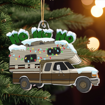 Christmas Camping Trailer - Personalized Custom Shaped Acrylic Ornament