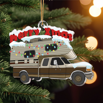 Christmas Camping Trailer - Personalized Custom Shaped Acrylic Ornament