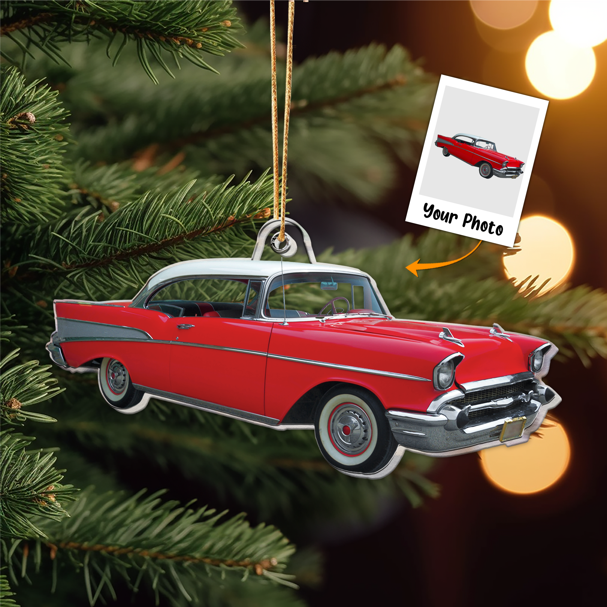 Christmas Car Gift For Family - Personalized Acrylic Photo Ornament