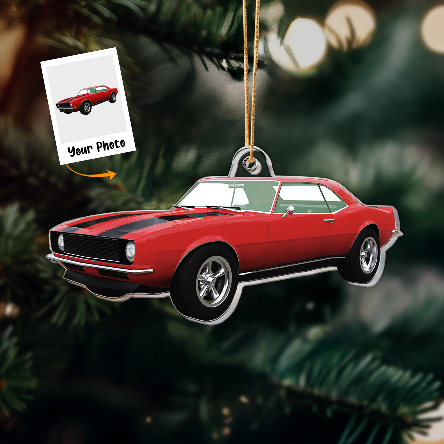 Christmas Car Gift For Family - Personalized Acrylic Photo Ornament