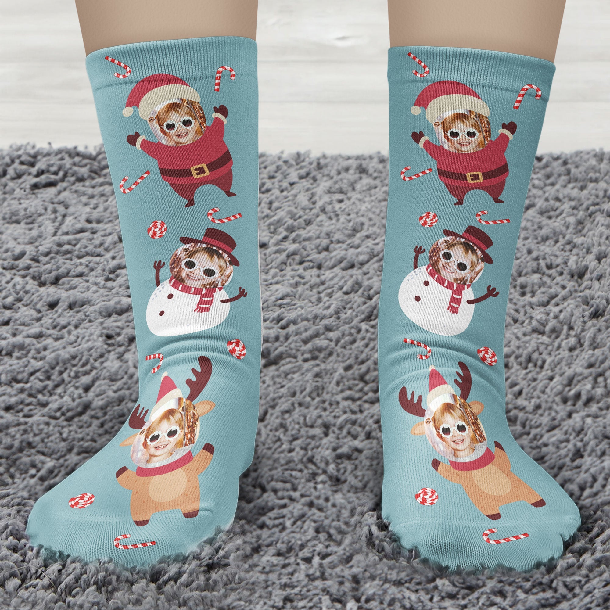 Christmas Face - Personalized Photo Crew Socks