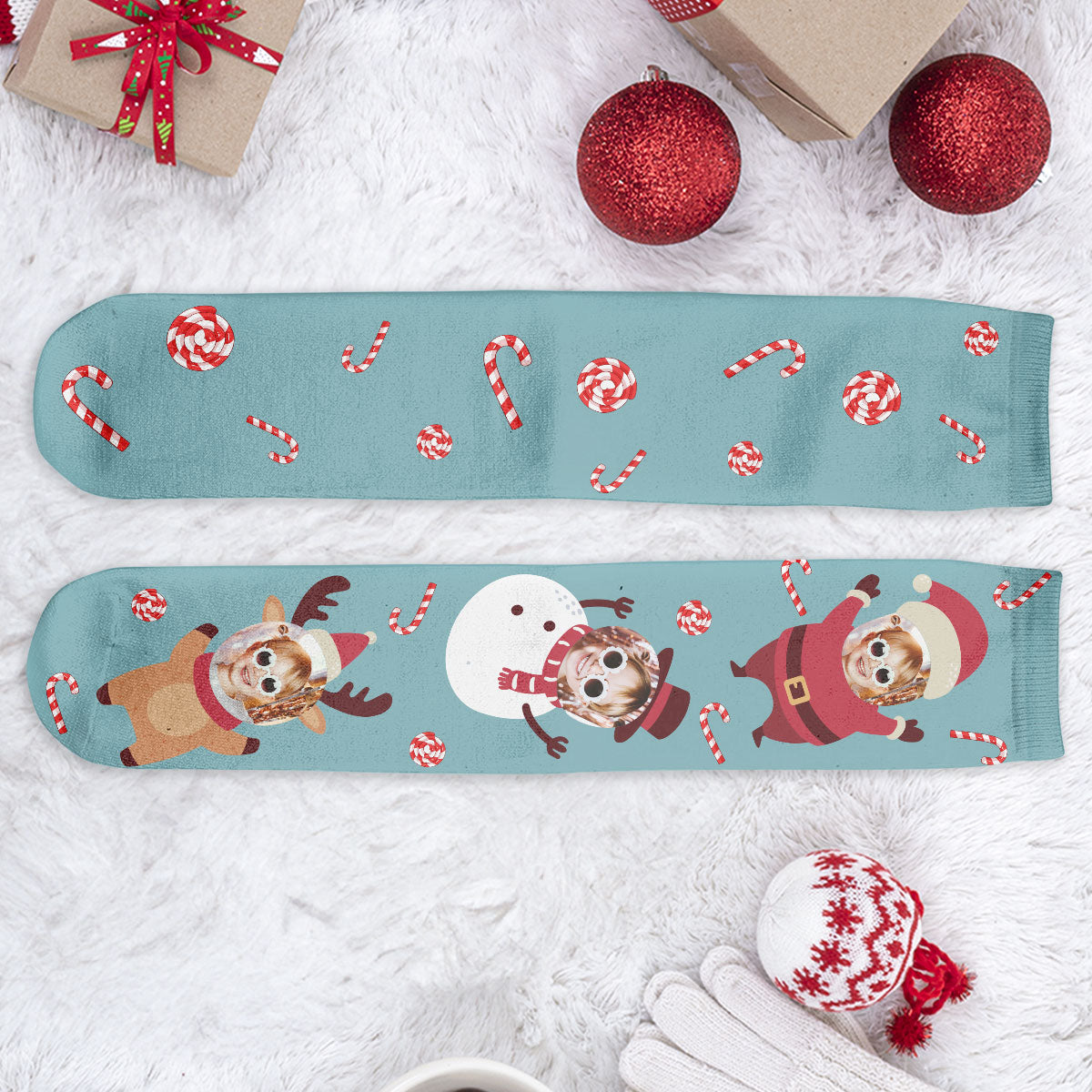 Christmas Face - Personalized Photo Crew Socks