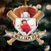 Christmas Gift For Baseball Son - Personalized Acrylic Photo Ornament