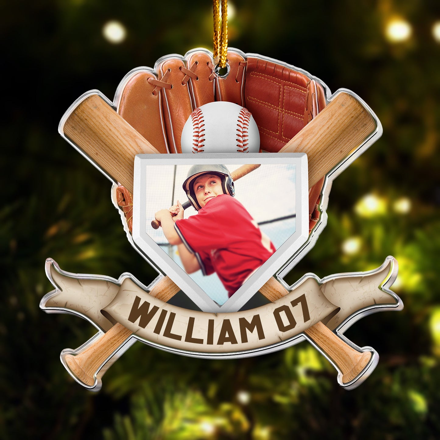 Christmas Gift For Baseball Son - Personalized Acrylic Photo Ornament