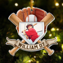 Christmas Gift For Baseball Son - Personalized Acrylic Photo Ornament