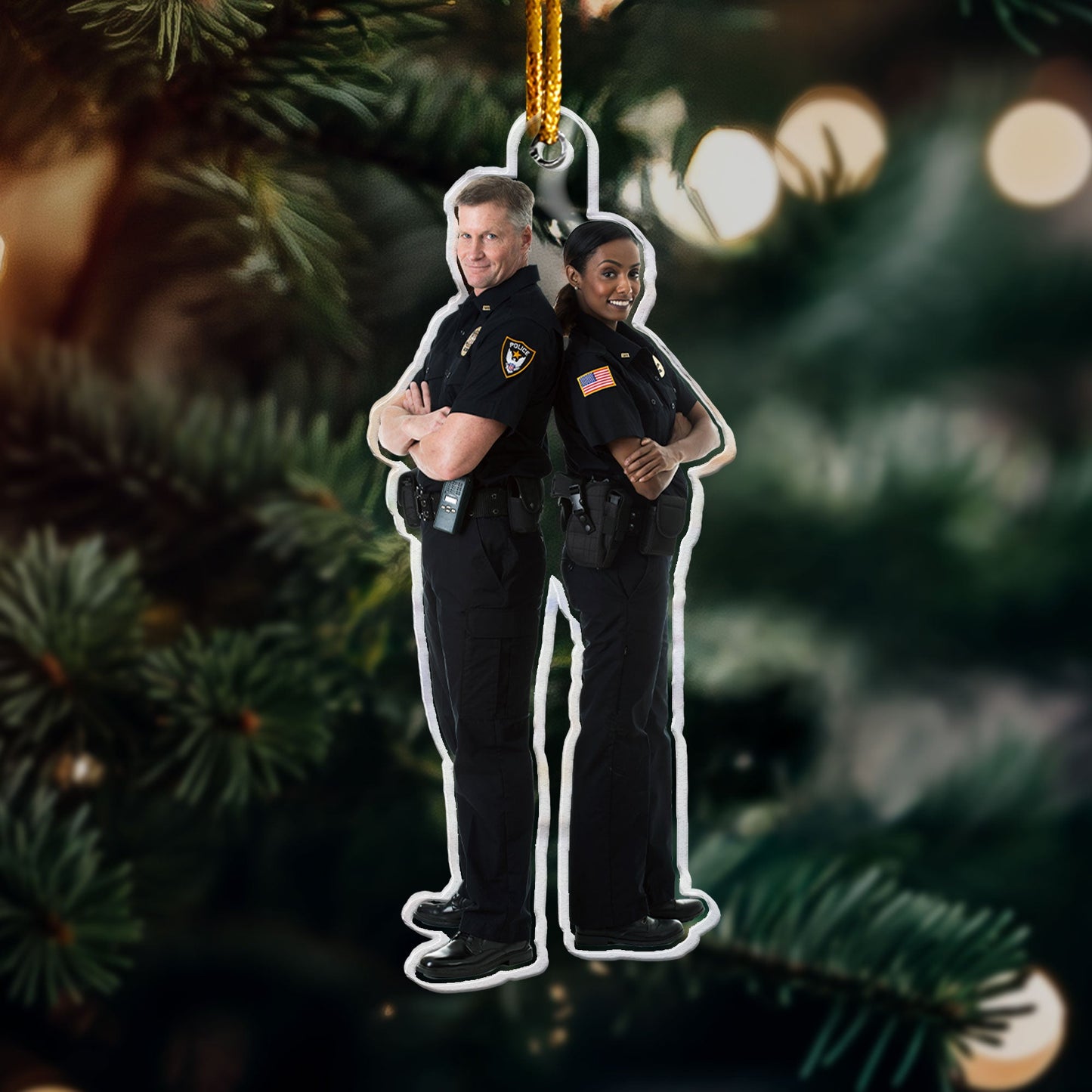 Christmas Gift For Police - Personalized Acrylic Photo Ornament