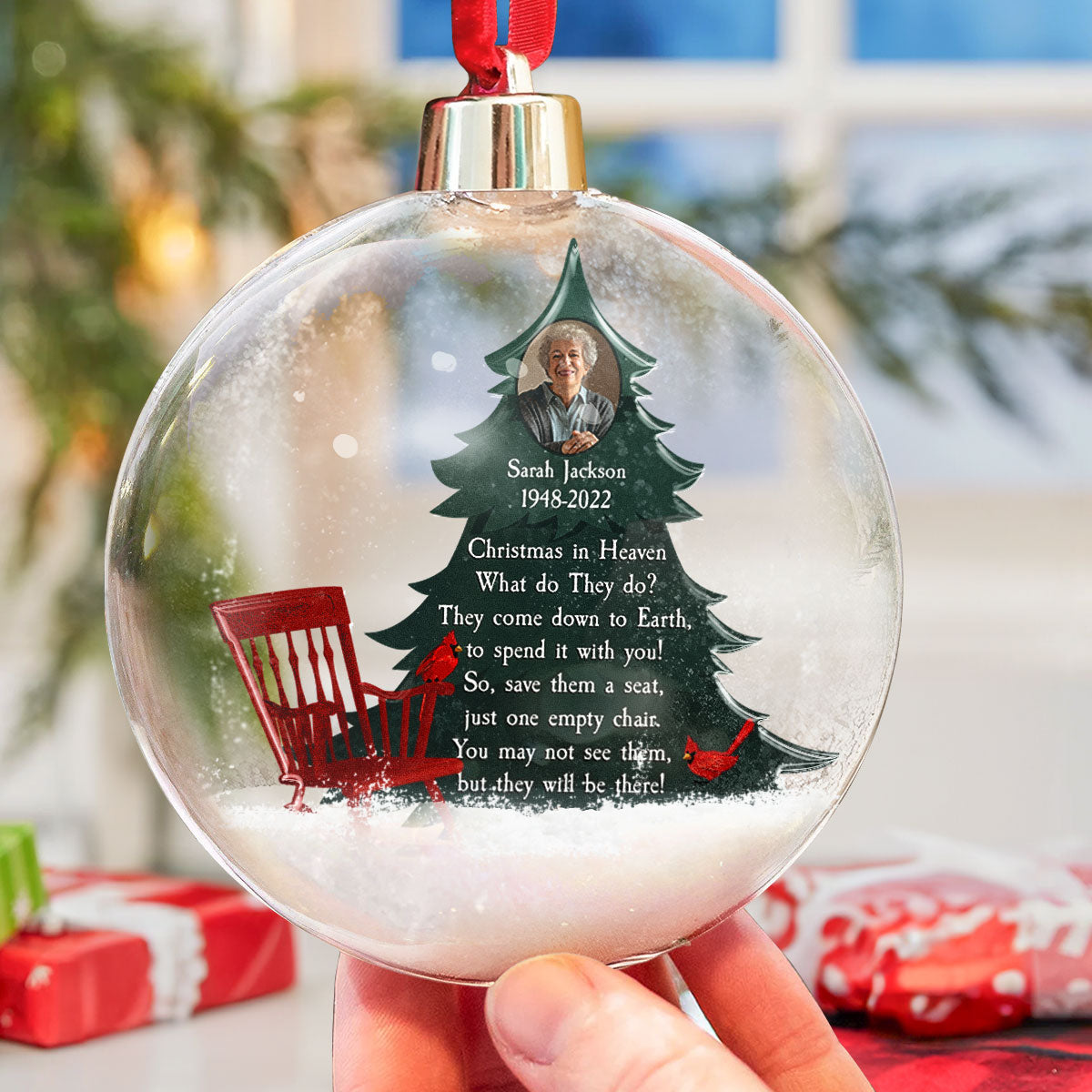 Christmas In Heaven Memorial In Loss Of Loved Ones - Personalized Christmas Ball Photo Ornament