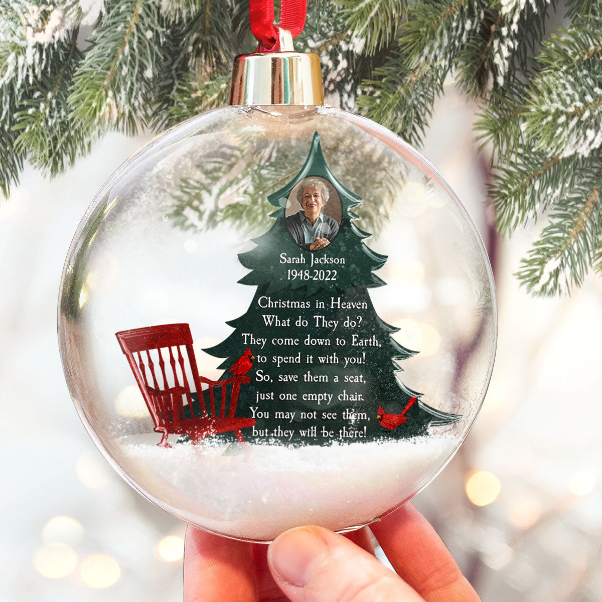 Christmas In Heaven Memorial In Loss Of Loved Ones - Personalized Christmas Ball Photo Ornament