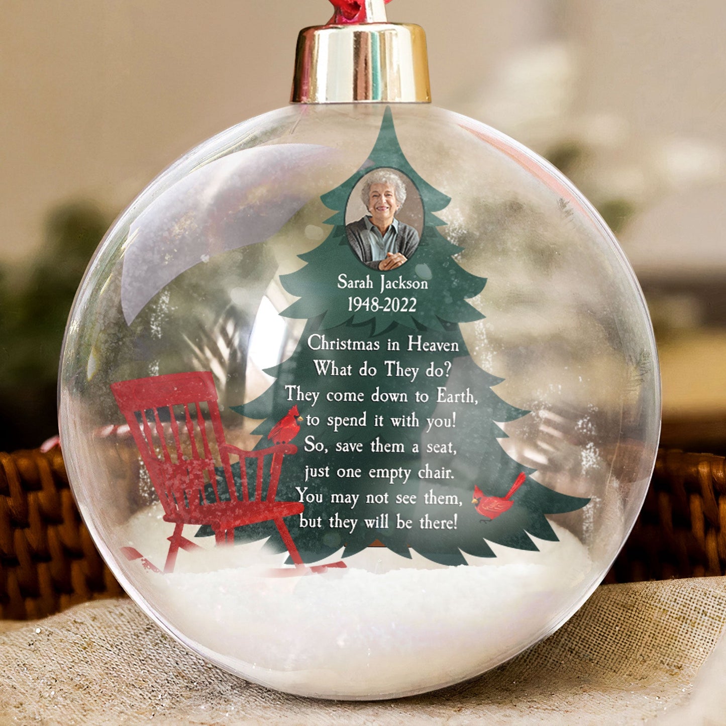 Christmas In Heaven Memorial In Loss Of Loved Ones - Personalized Christmas Ball Photo Ornament