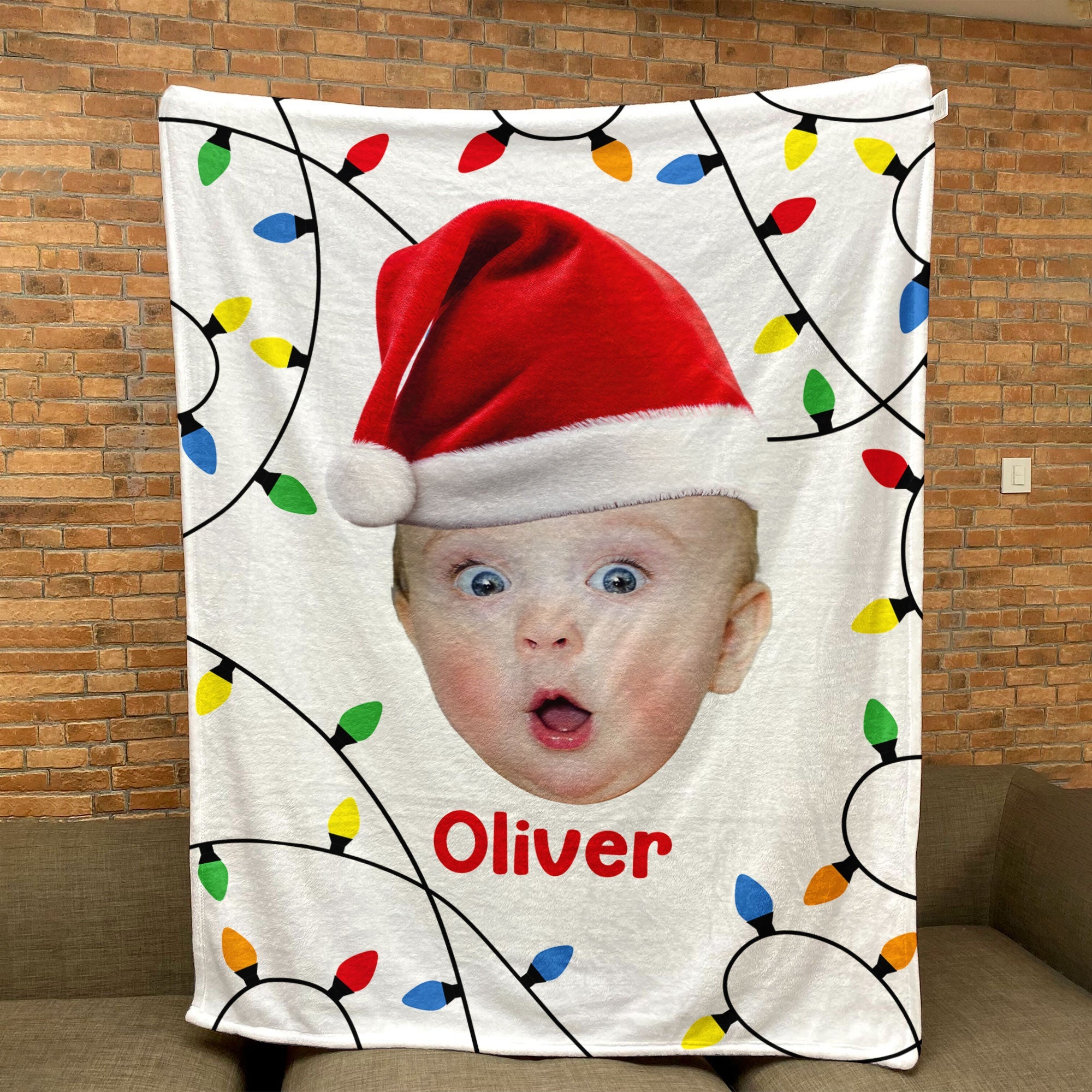 Christmas Lights - Personalized Baby Photo Blanket