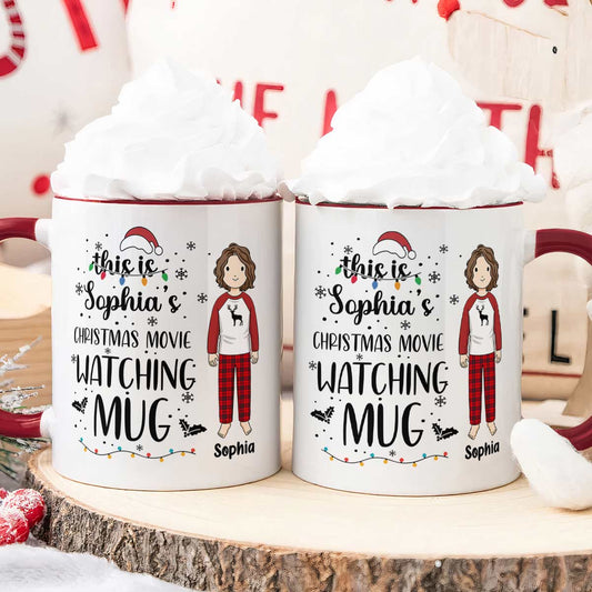 Christmas Movie Watching Mug - Personalized Accent Mug