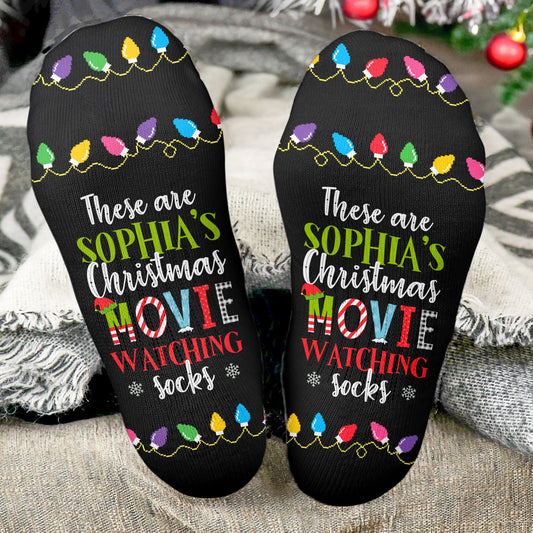 Christmas Movies Watching Socks - Personalized Crew Socks