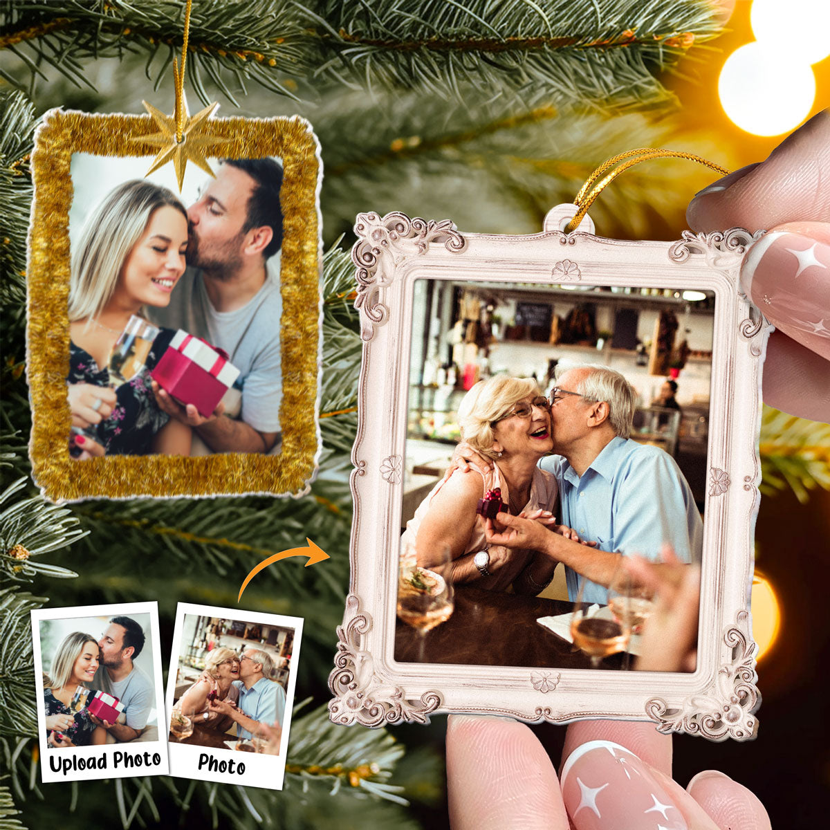 Christmas Ornament Custom Photo Frame - Personalized Acrylic Photo Ornament